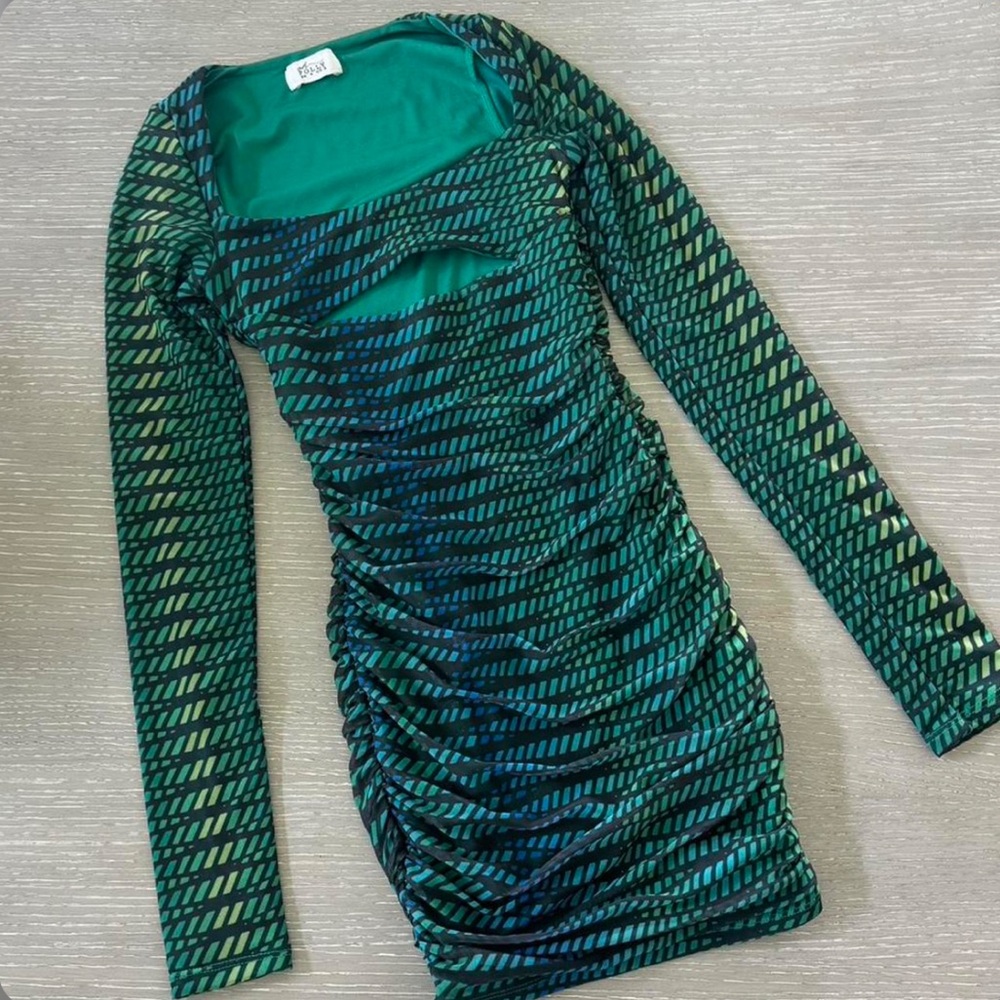 Multi-Colored Green Party Dress